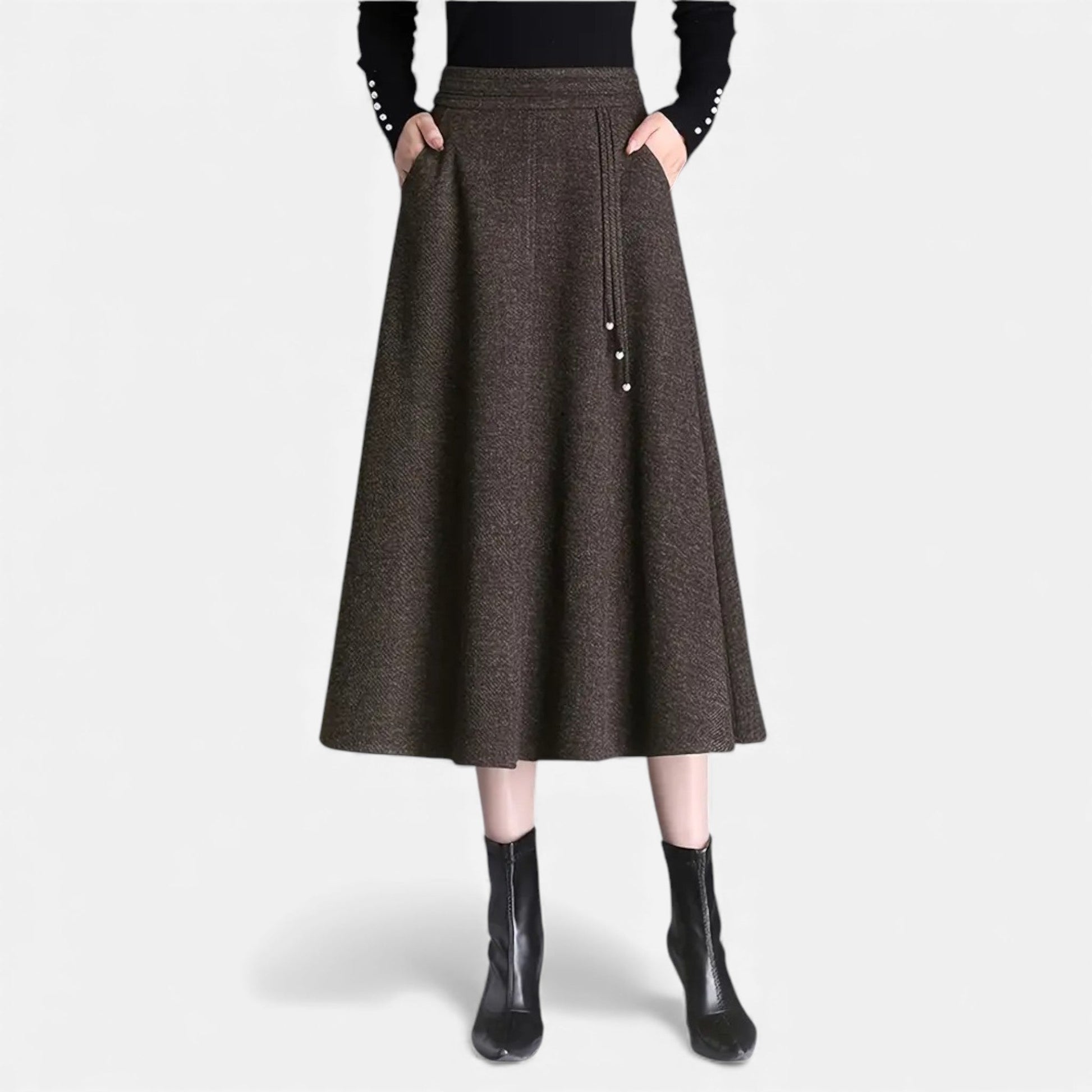 Sofia Maris Women’s Elegant Tweed Skirt with Pockets - Sofia Maris