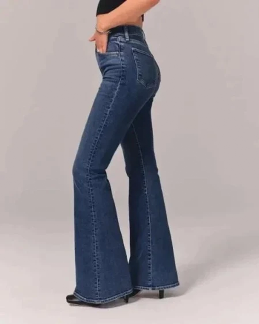 Women's Bell Bottom Flared Jeans - High-Waisted - Sofia Maris