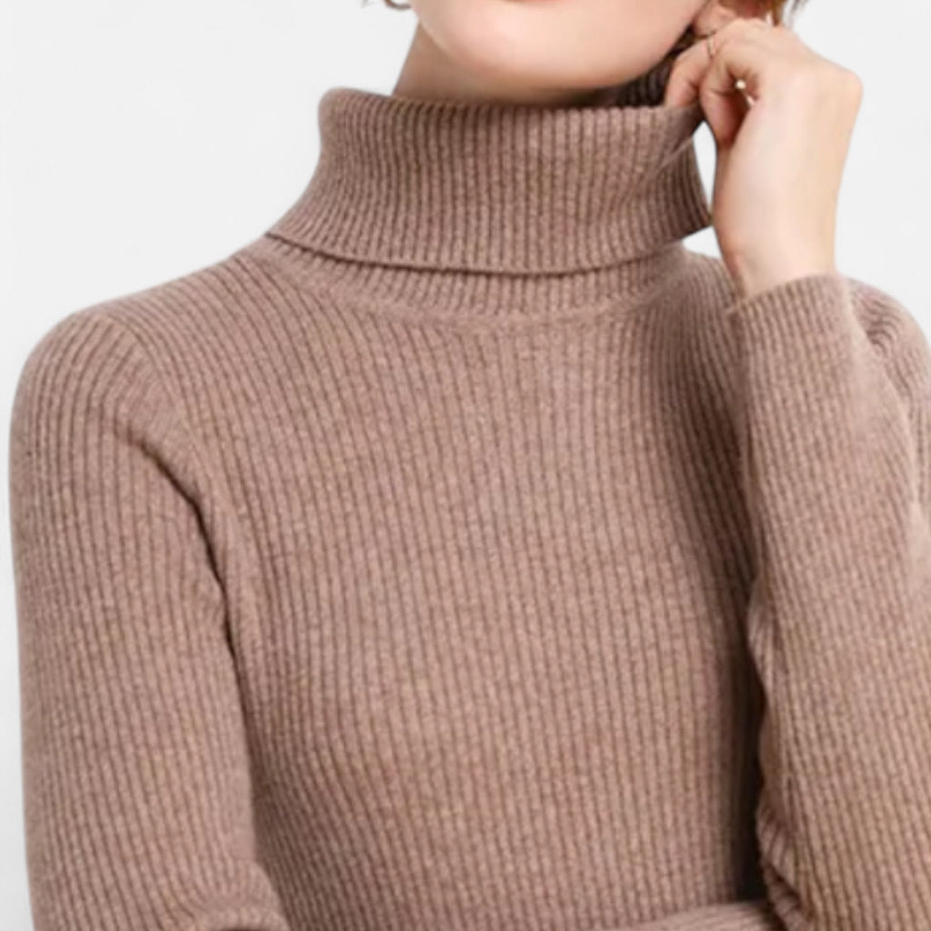 Sofia Maris | Women’s Ribbed Turtleneck – Long Sleeve Slim Fit Top