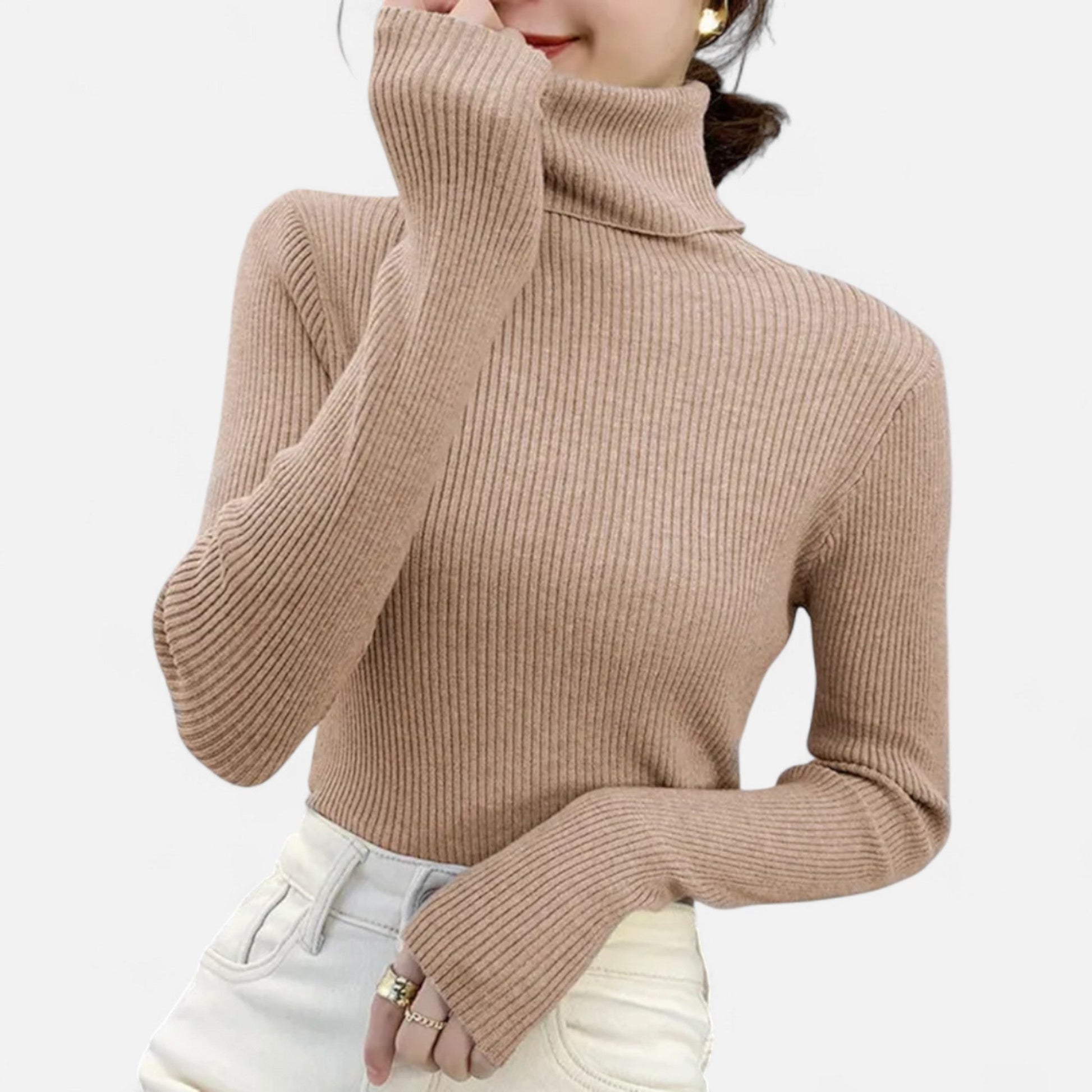 Sofia Maris | Women’s Ribbed Turtleneck – Long Sleeve Slim Fit Top