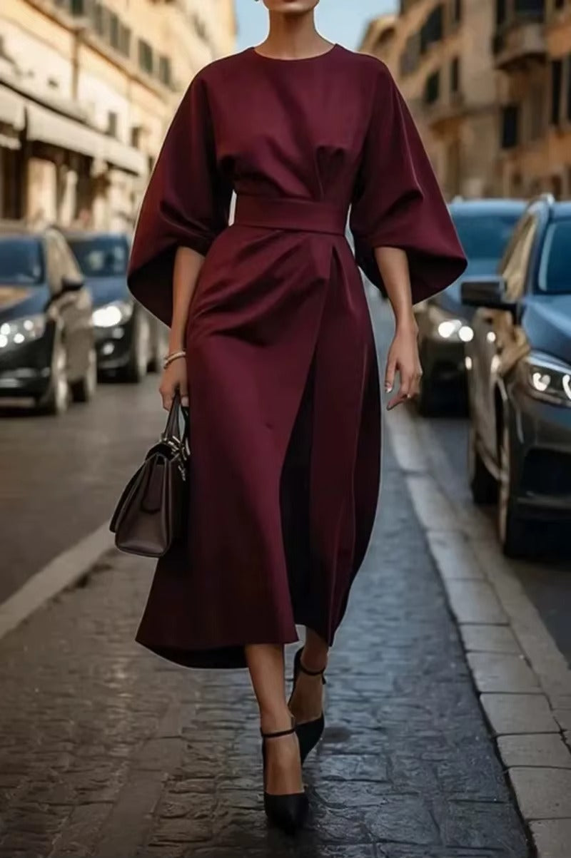 Sofia Maris Crew Neck Midi Work Dress