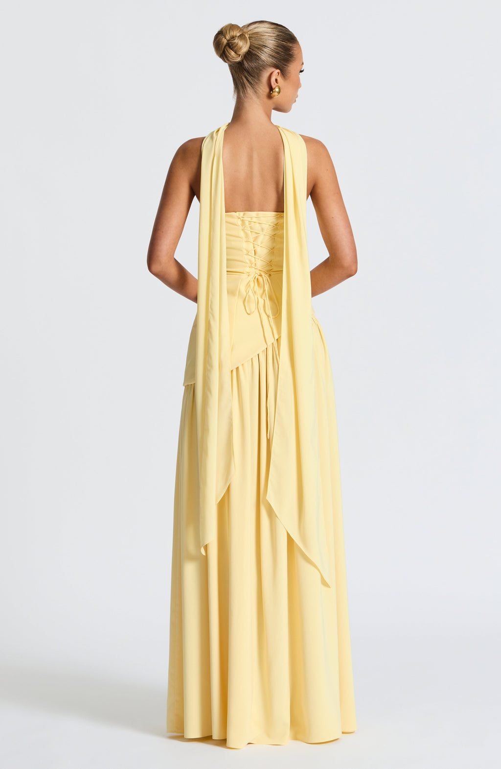 Women's Strapless Maxi Dress with High Slit and Asymmetric Waist - Sofia Maris