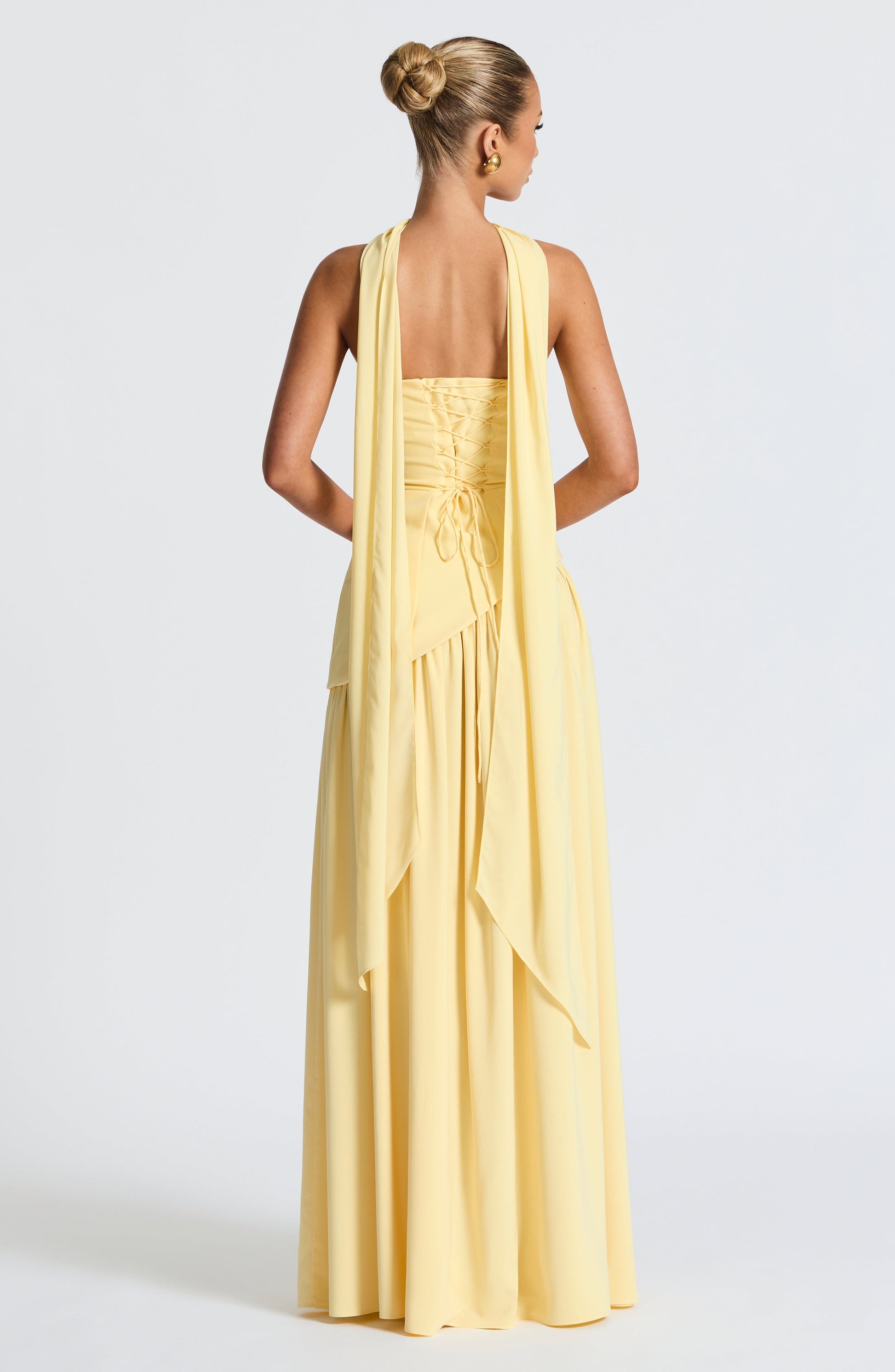Women's Strapless Maxi Dress with High Slit and Asymmetric Waist - Sofia Maris