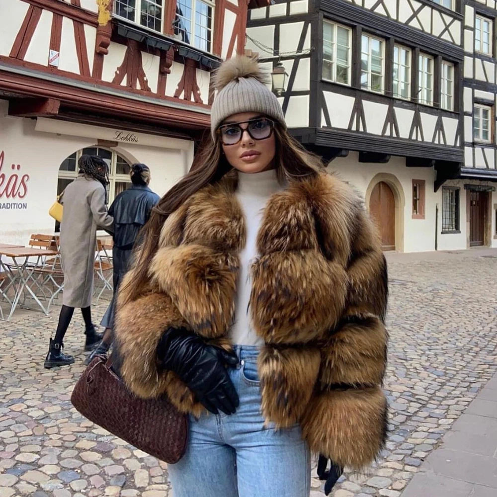 Sofia Maris Cropped Faux Fur Jacket