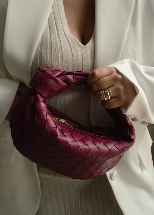 Women's Woven Mini Handbag with Top Handle and Knot Detail - Sofia Maris