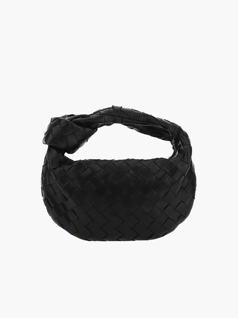 Women's Woven Mini Handbag with Top Handle and Knot Detail - Sofia Maris