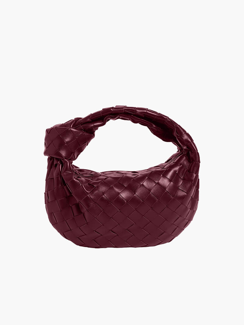 Women's Woven Mini Handbag with Top Handle and Knot Detail - Sofia Maris