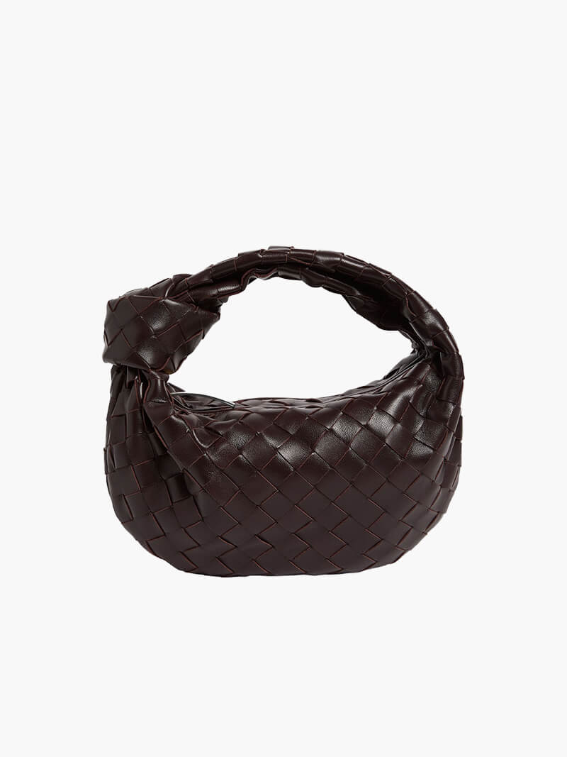 Women's Woven Mini Handbag with Top Handle and Knot Detail - Sofia Maris