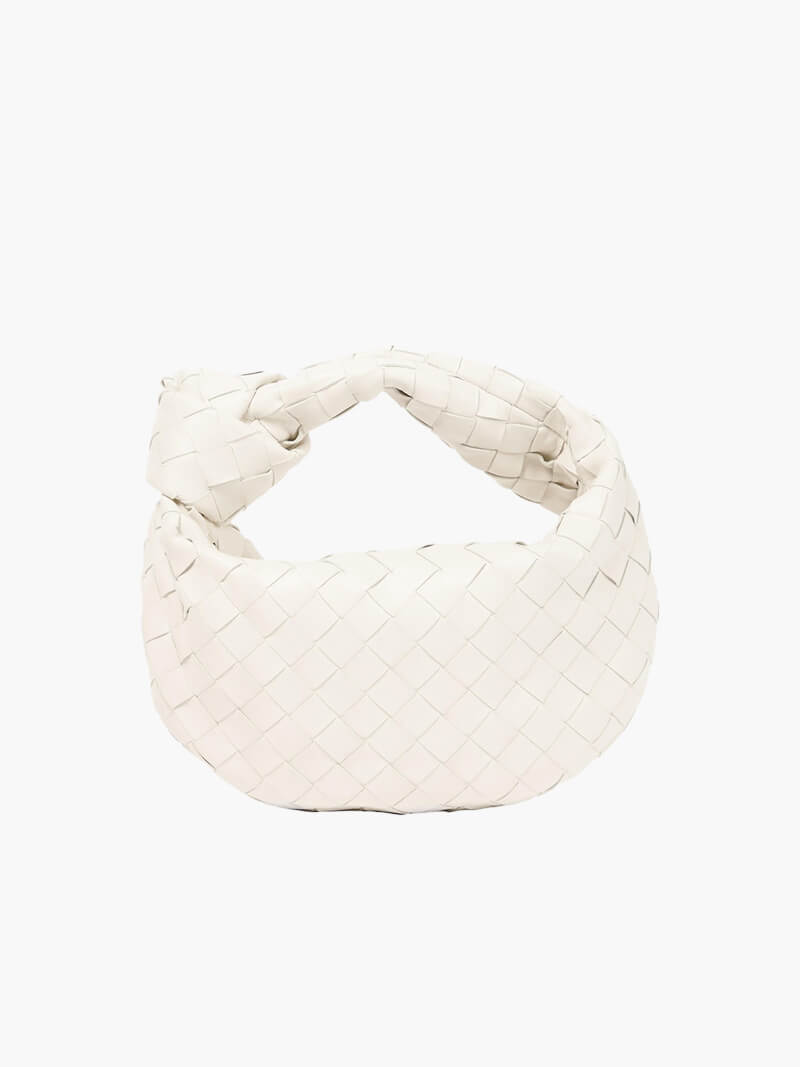 Women's Woven Mini Handbag with Top Handle and Knot Detail - Sofia Maris