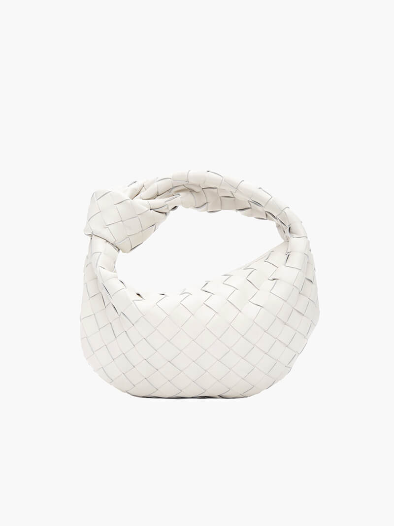 Women's Woven Mini Handbag with Top Handle and Knot Detail - Sofia Maris