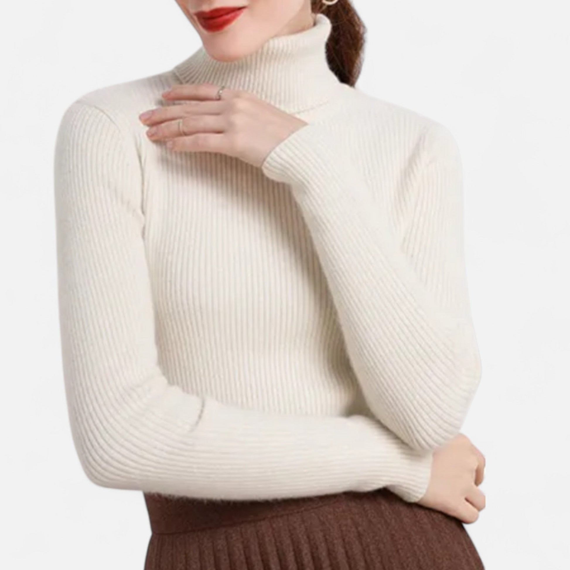 Sofia Maris | Women’s Ribbed Turtleneck – Long Sleeve Slim Fit Top