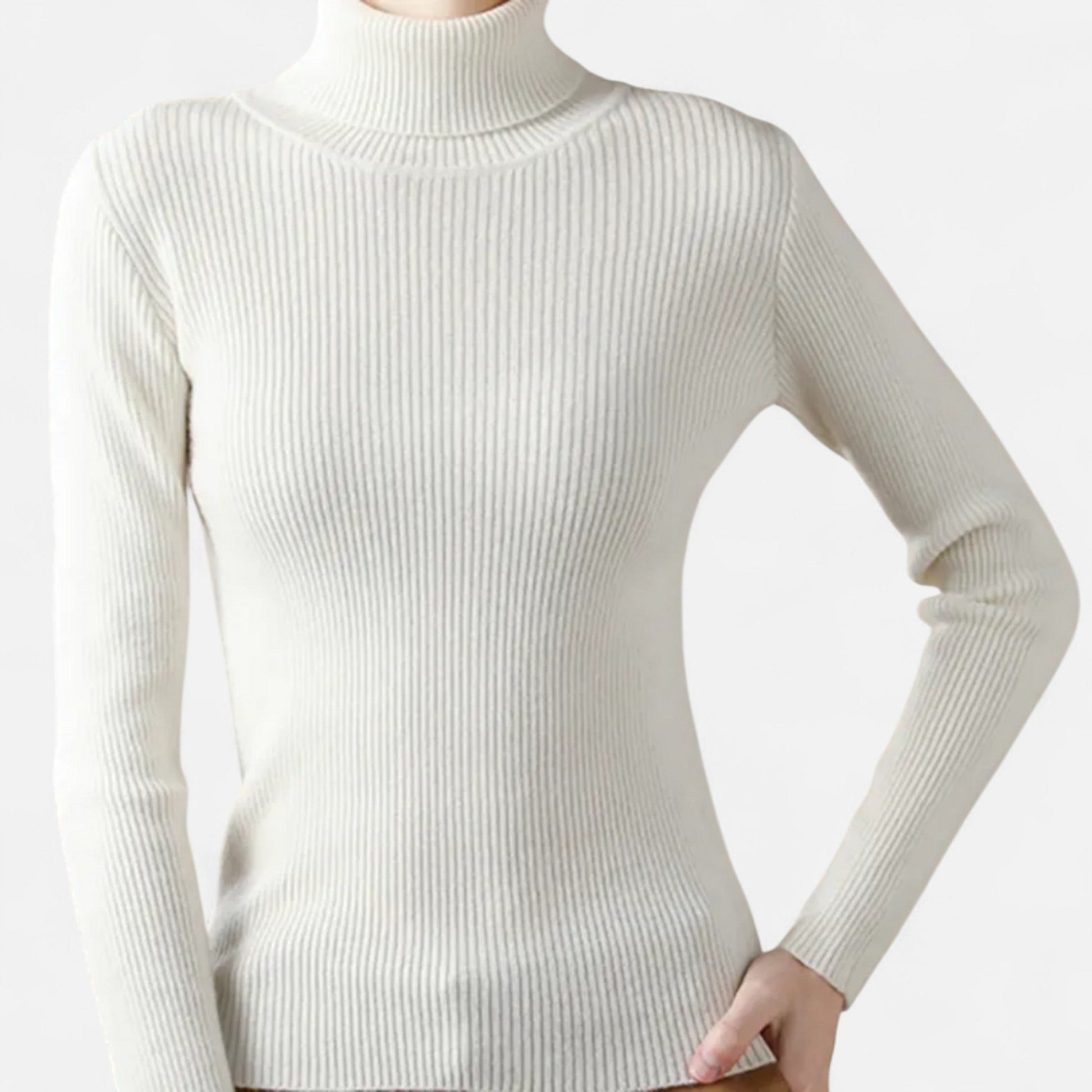 Sofia Maris | Women’s Ribbed Turtleneck – Long Sleeve Slim Fit Top