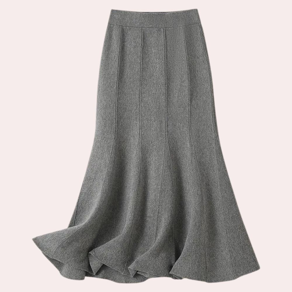 Women's Grey Pleated Maxi Skirt - Fit and Flare Style - Sofia Maris